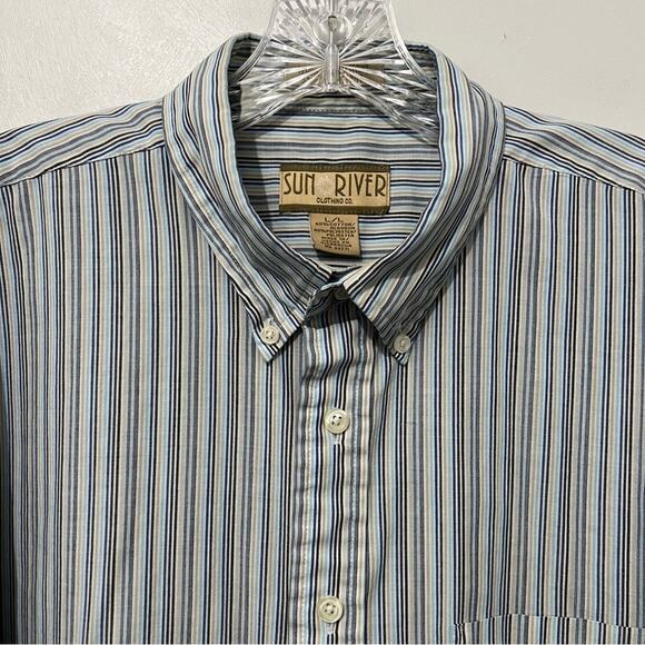 Sun River Striped Chest Pocket Button Down Shirt | Men’s Size Large - Picture 2 of 6